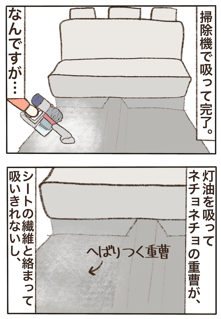灯油こぼした車の臭い取り テツの歌