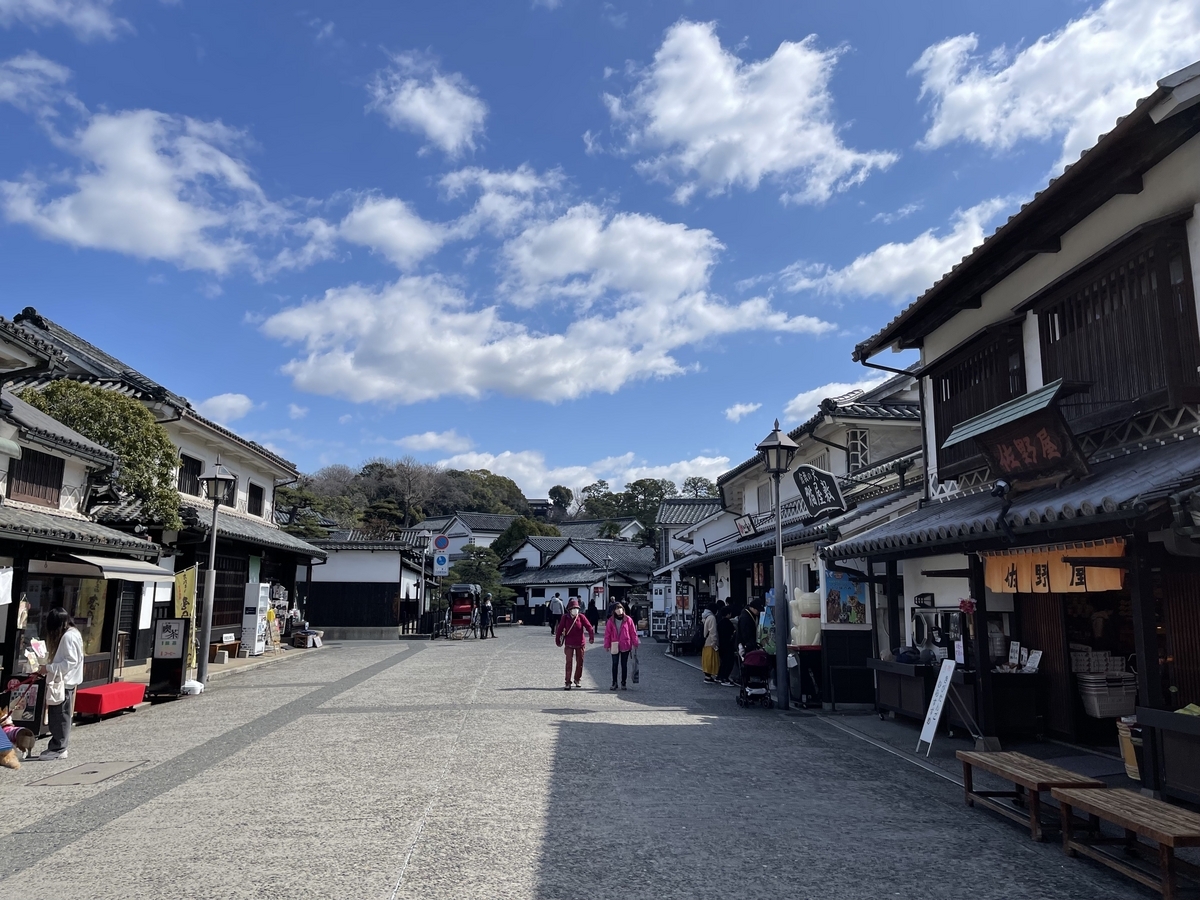 通りの両側にお店が立ち並んでいます。