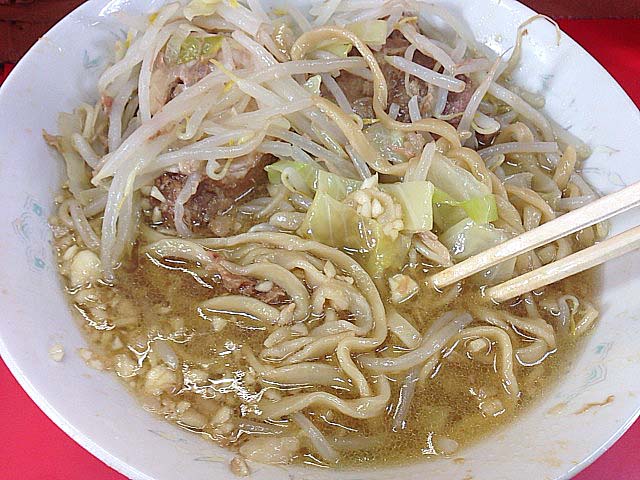 半分ほど食べ進めた状態。これでも並のラーメン以上の量