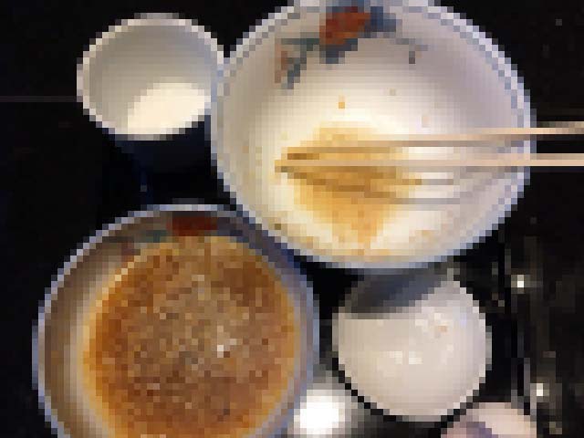 あっという間に完食です！（汚いのでモザイク処理済み）