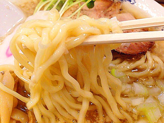 麺を引っ張り上げた時に表面をテカテカのアブラがコーティング@十条「煮干そば 流。(ル)」 麺を引っ張り上げた時に表面をテカテカのアブラがコーティング@十条「煮干そば 流。(ル)」