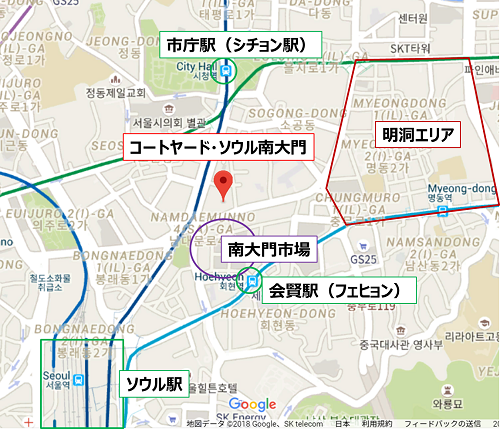 コートヤードソウル南大門近辺の南大門エリア図