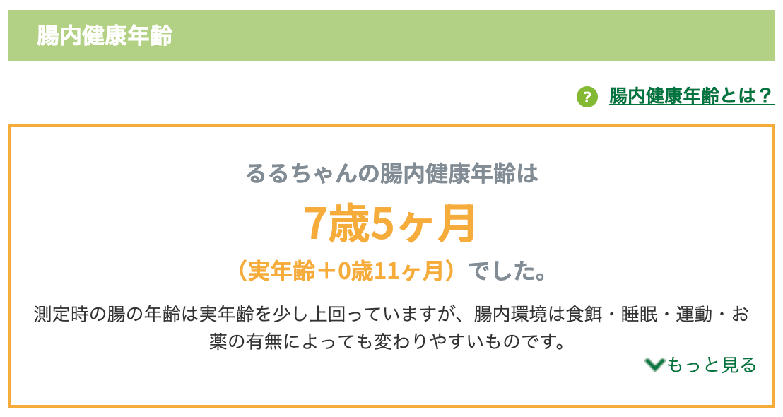 るるちゃんの腸内環境年齢