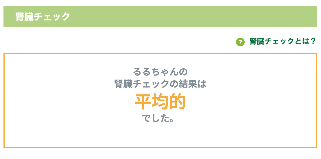 るるちゃんの腎臓チェック結果