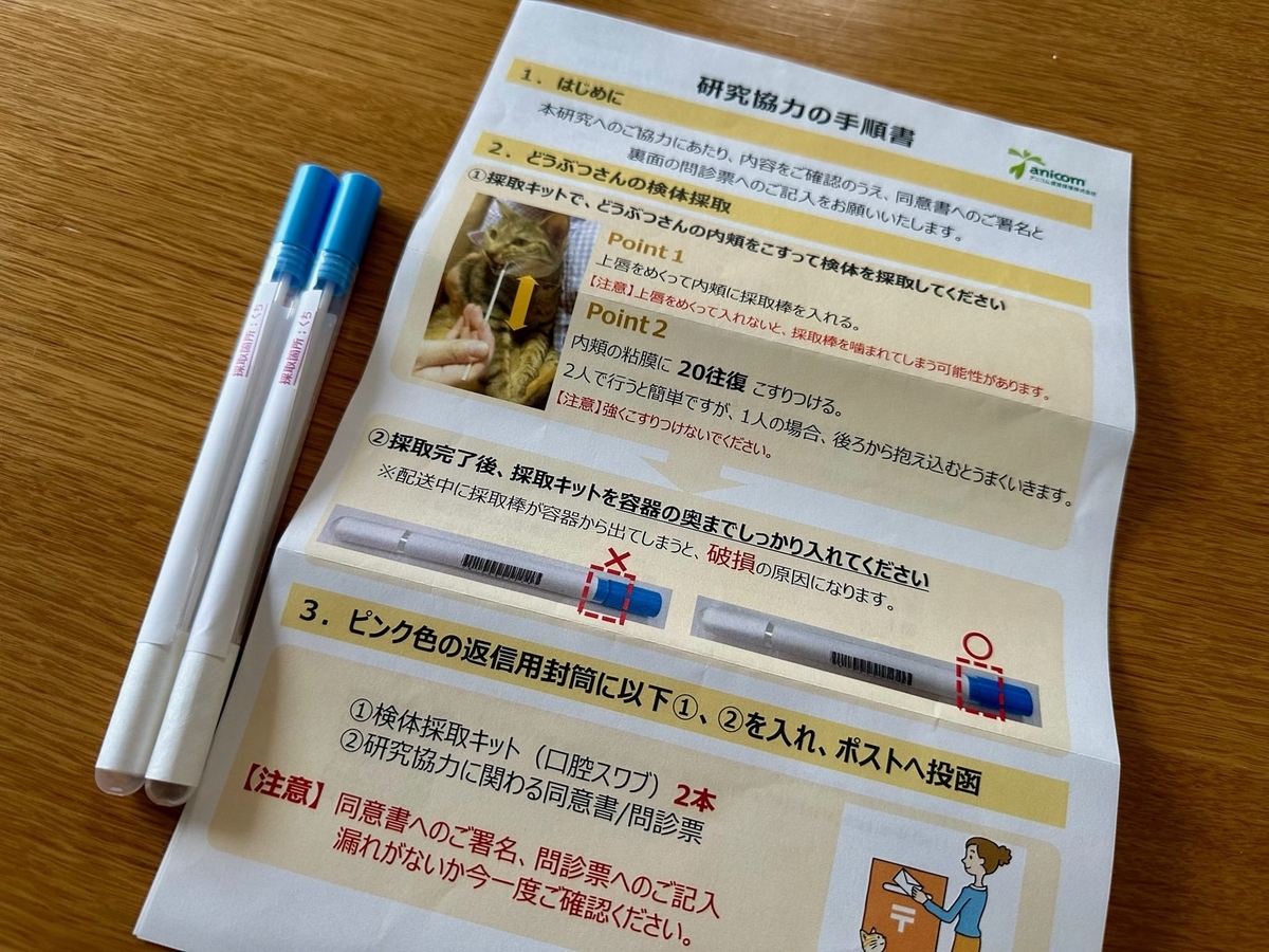 アニコムさんの検体採取キット