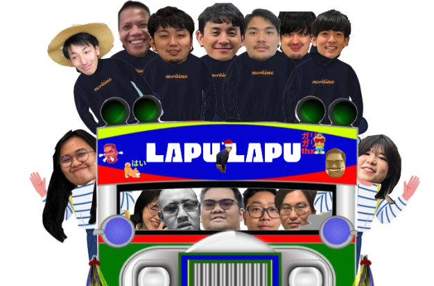 An edited photo of the Lapulapu members on a jeepney–a type of public transportation in the Philippines.