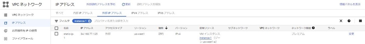 種類が「エフェメラル」から「静的」に変わっている