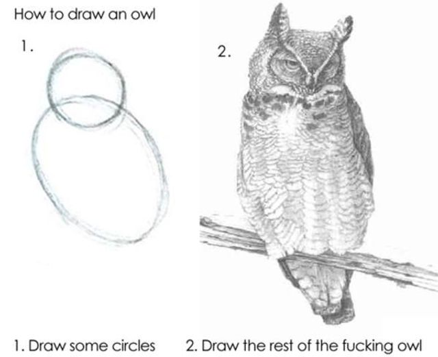 図:フクロウの描き方