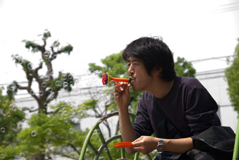 おっさんとシャボン玉