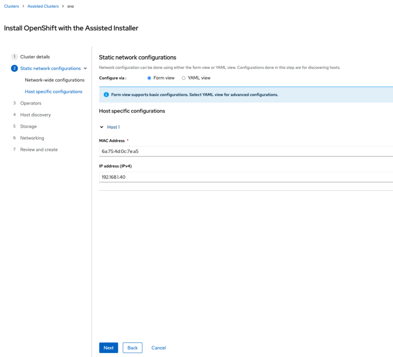Host specific configrations