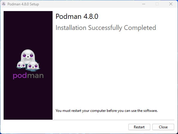 インストール完了後に再起動を実行する