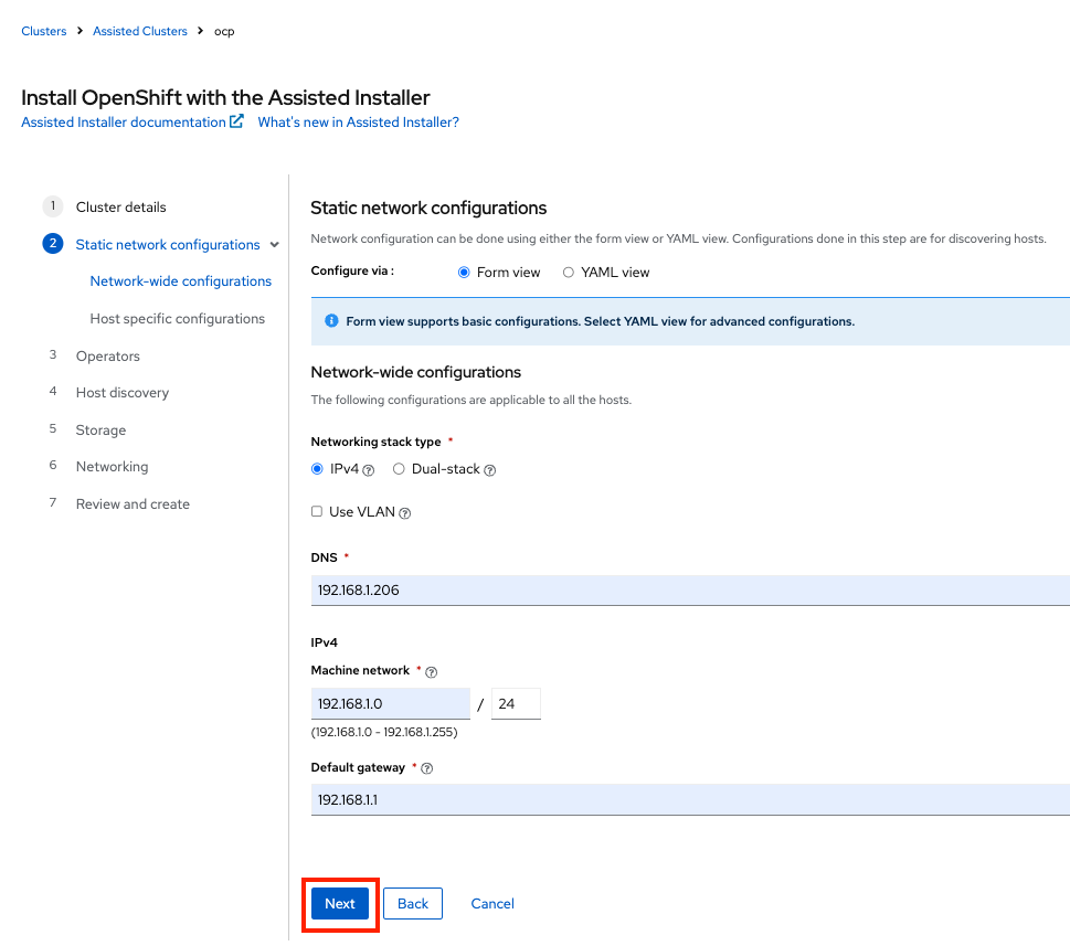 Static network configurations