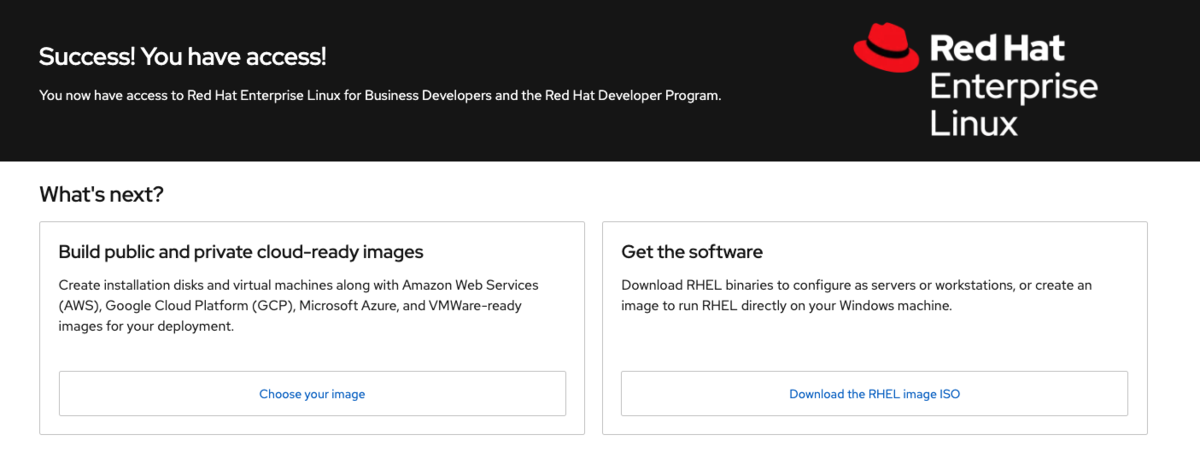 RHEL for Business Developersへの登録完了