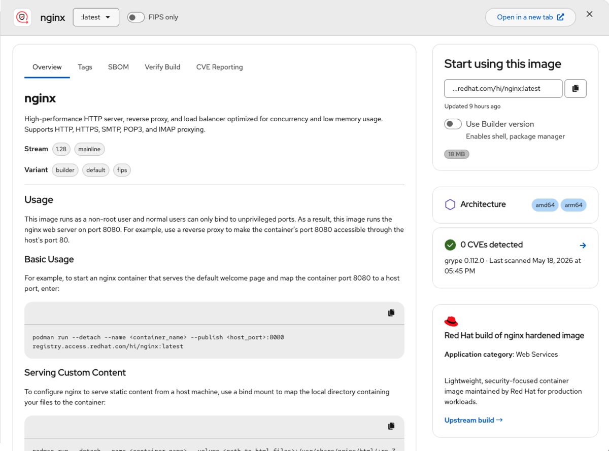 hi/nginx の Overview ページ