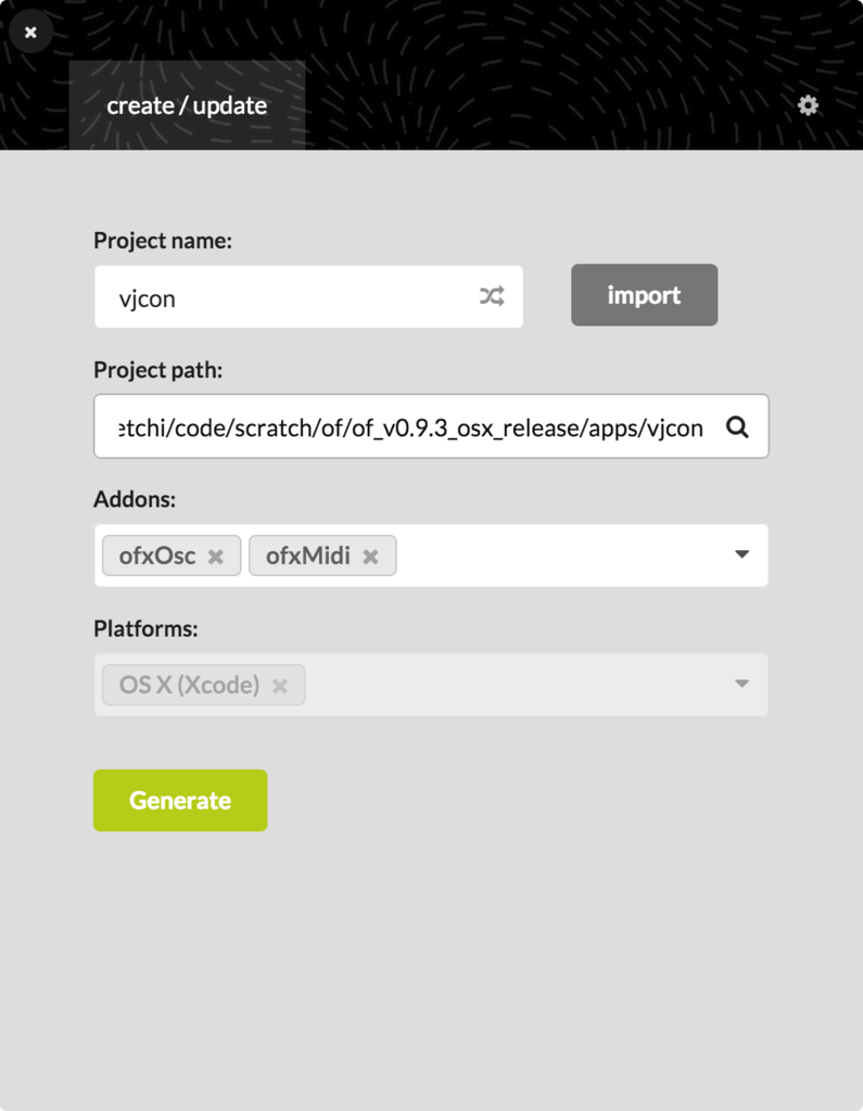 openFrameworks Project Generator