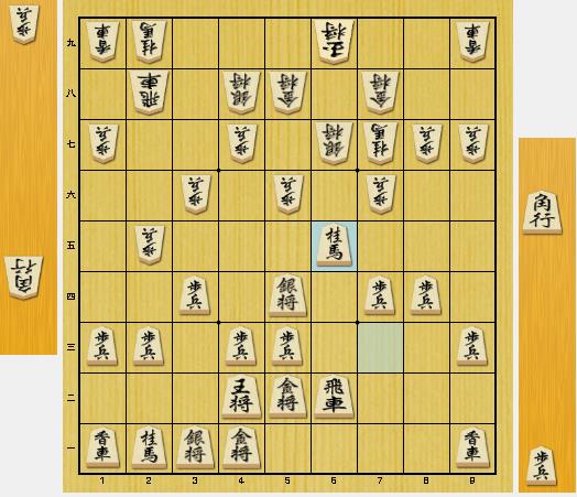 先手雁木vs後手右四間飛車、後手から仕掛けの場面 - 週末には少し将棋を。