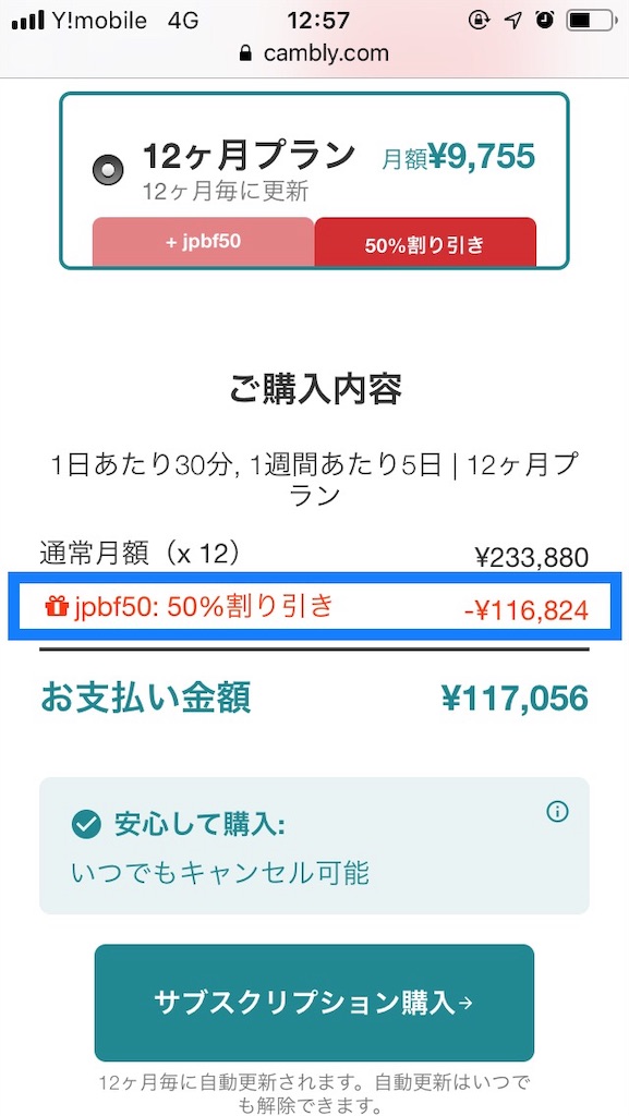キャンブリーブラックフライデーキャンペーン適用方法６