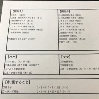 家事の分担表 共働き夫婦 トーマのいろいろ暮らし