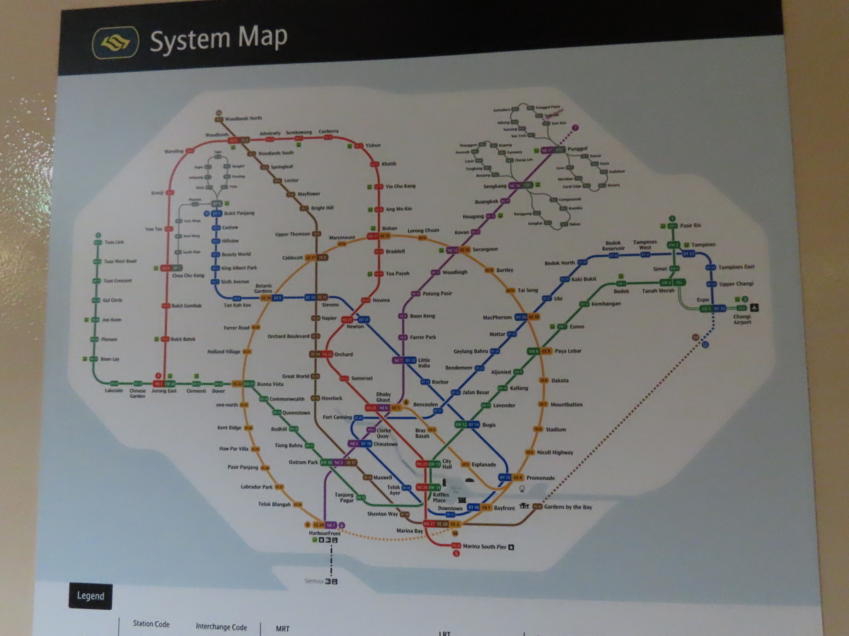 シンガポールMRTの路線図