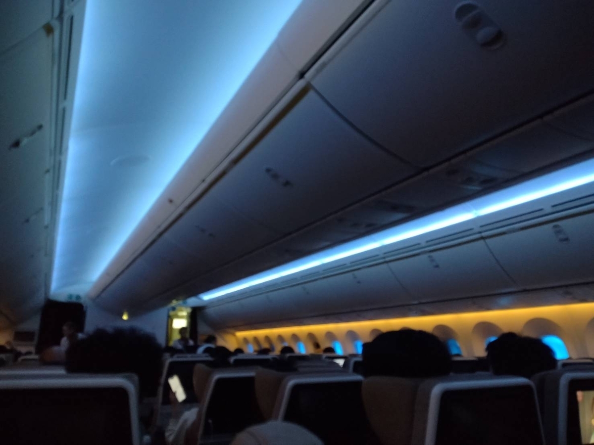 エティハド航空の消灯時の様子