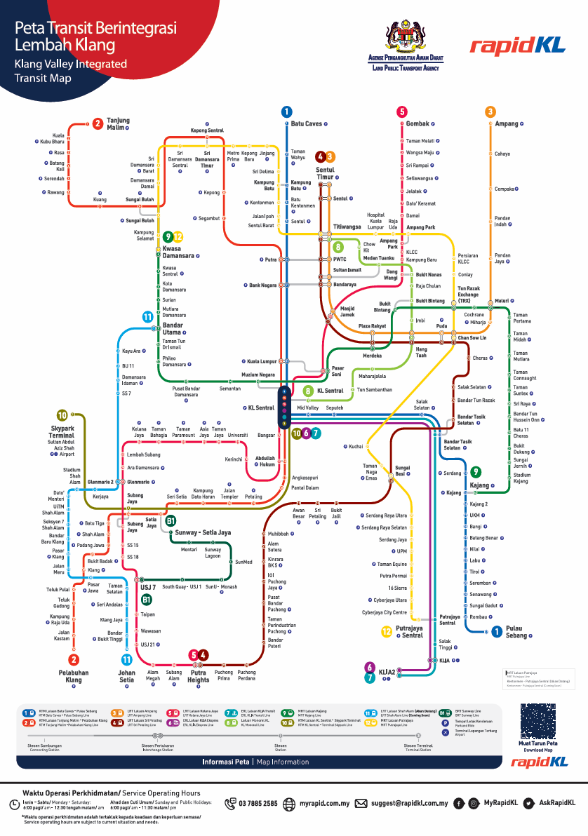 マレーシア　クアラルンプール　鉄道　路線図