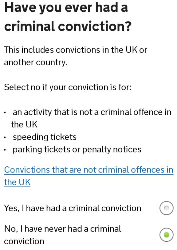 犯罪の有無 ETA イギリス電子渡航申請