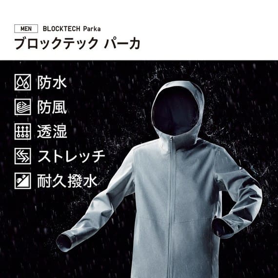 ブロックテックパーカ ユニクロ 機能