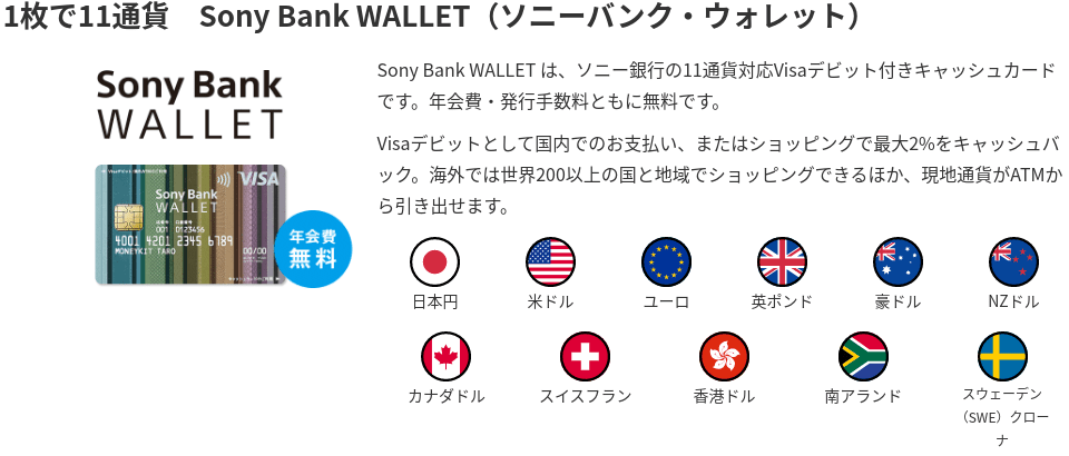 ソニー銀行デビットカードのイメージ