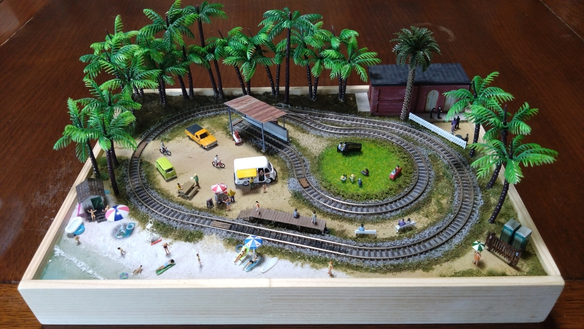 小型車両用Nゲージミニレイアウト（温泉街の風景）