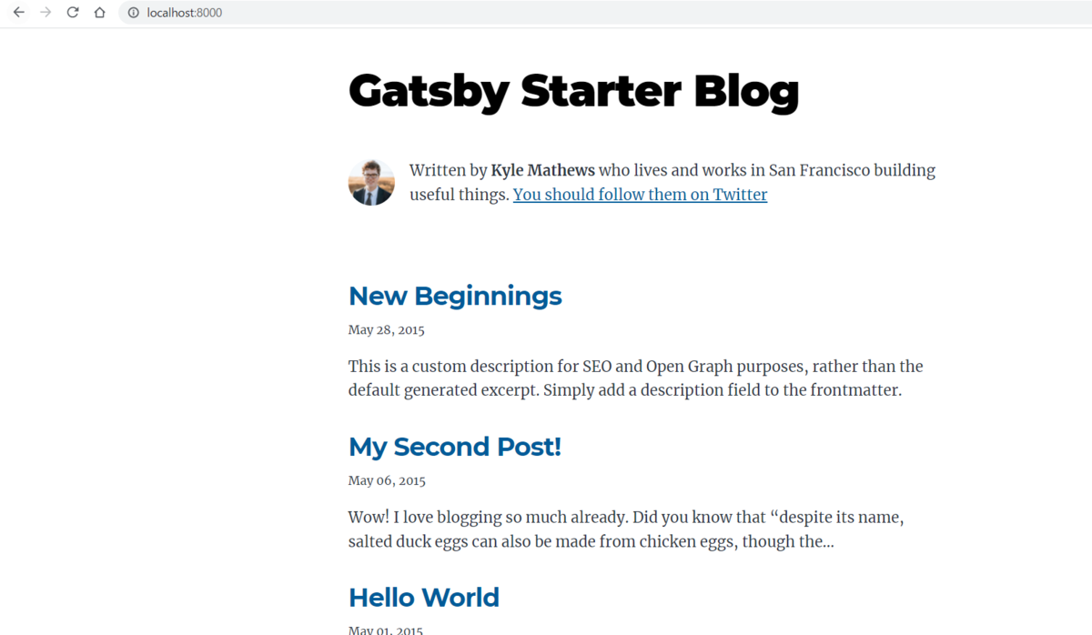 ブログのひな型を表示できた
