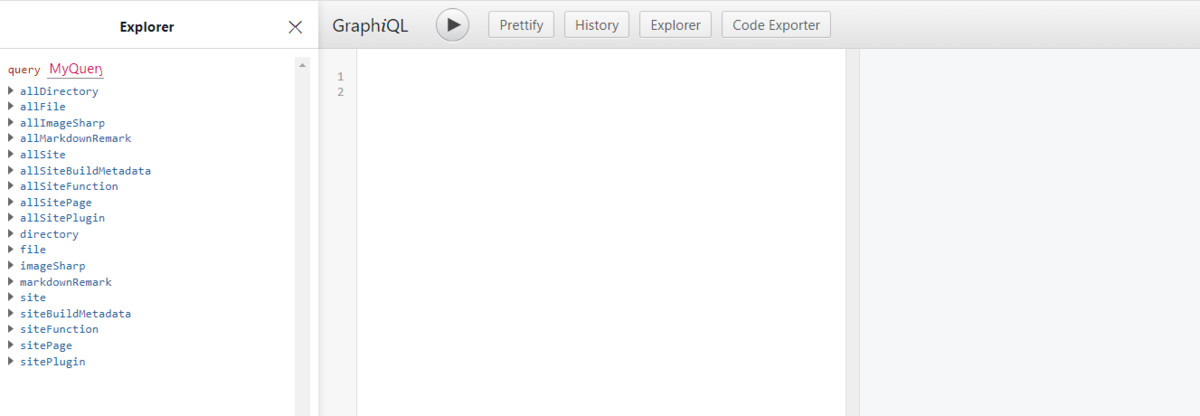 GraphiQLのquery一覧