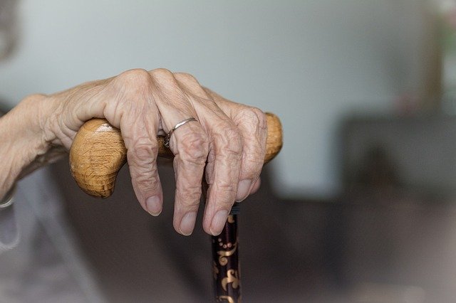 Grandfather with stick