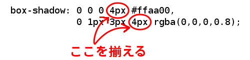 クリックで画像だけ表示 box-shadowで「広がり」の値を揃える所