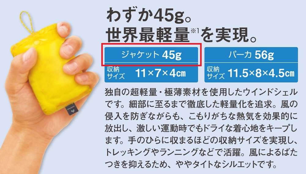 モンベル「EXライトウインドジャケット」の特徴