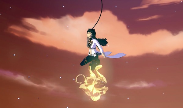 アニメ「RWBY(ルビー)Volume 4」第3話、サンの分身を利用してジャンプするブレイク