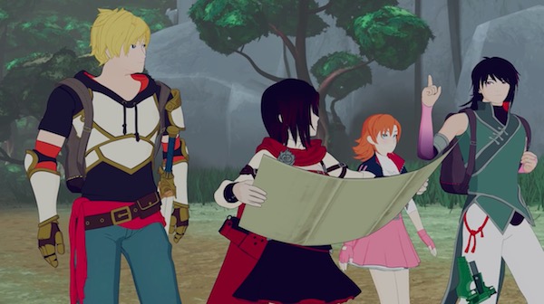 アニメ「RWBY(ルビー)Volume 4」第4話より、ヒガンバナを目指すルビーたち