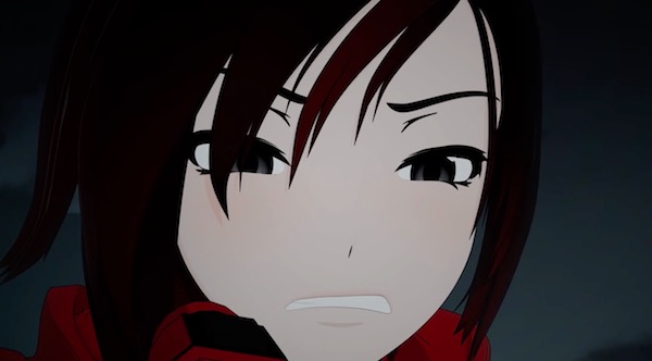 アニメ「RWBY(ルビー)Volume 4」7話より、ティリアンを狙撃するルビー