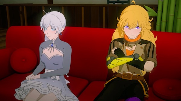 「RWBY（ルビー）Volume 5」第7話より、オズピンの話に複雑な表情のヤンとワイス