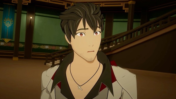 「RWBY(ルビー)Volume 5」第12話より、ヘイゼルの形相にキョトンとするクロウ