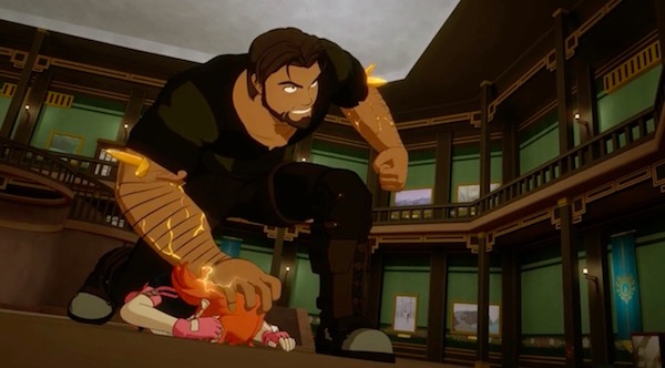 「RWBY(ルビー)Volume 5」第13話より、ノーラを押さえ込むヘイゼル