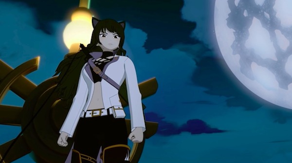 「RWBY(ルビー)Volume 5」第13話より、月夜のCCTタワーとブレイク