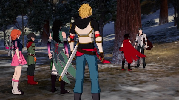 「RWBY(ルビー)Volume 6」第10話 “Stealing from the Elderly” より、待機するルビーたち