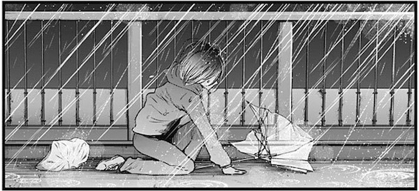 「【推しの子】」(赤坂アカ、横槍メンゴ)25話より、雨の中座り込む黒川あかね