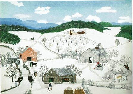 グランマ・モーゼス、『フージック・フォールズニューヨーク州冬』