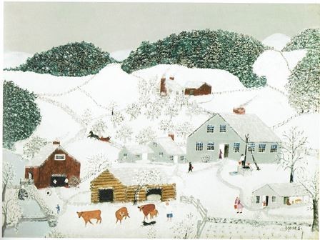 グランマ・モーゼス、『フージック・フォールズ　ニューヨーク州　冬』 Hoosick Falls in Winter | The Phillips Collection