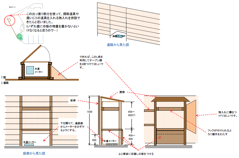 木製の造作物置のイメージ図