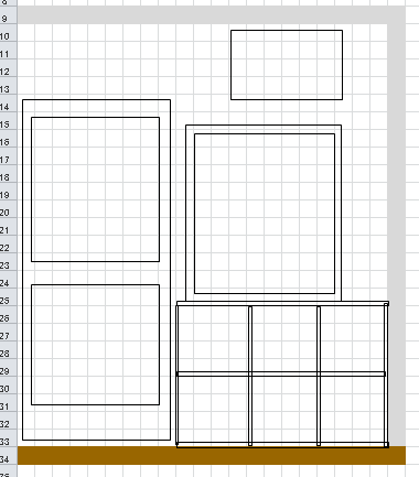 エクセルで作る設計図の線だけの図面