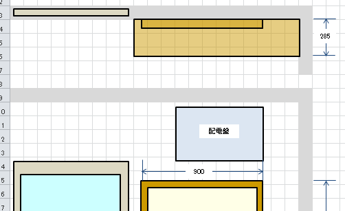 エクセルで作る設計図平面図