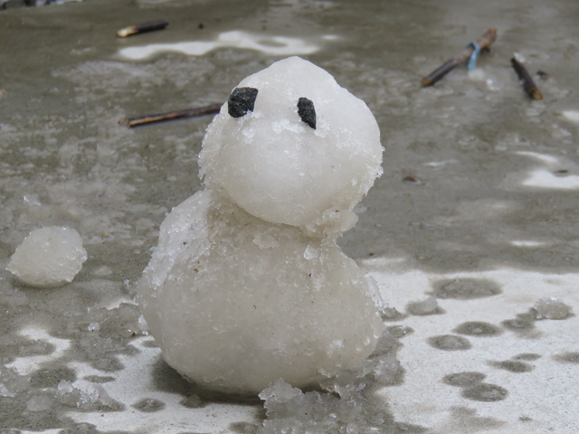 子供たちが作った雪だるまの画像