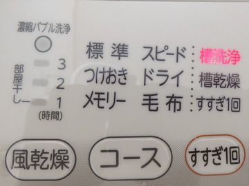 洗濯機のコース表示部分の画像